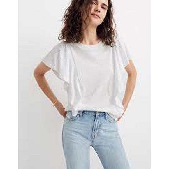 Madewell Flutter Sleeve Top in White Size S - Picture 3 of 10